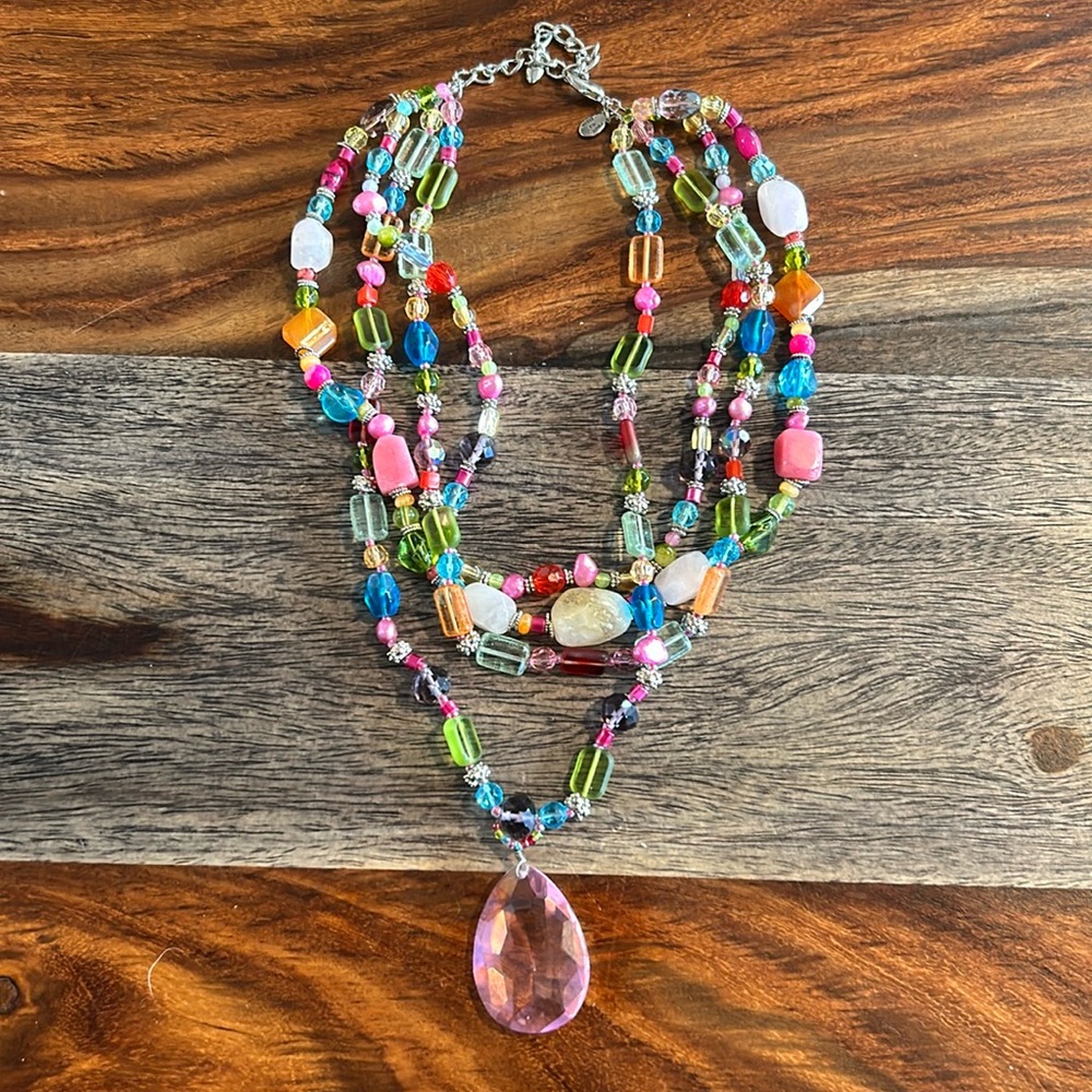 Multicolor Crystal Layered Chunky Necklace